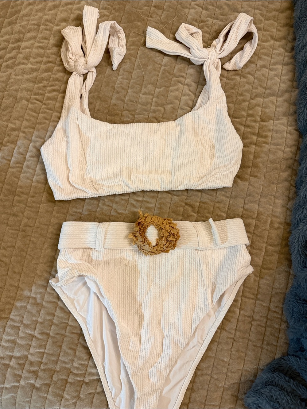 Show Me Your Mumu Ivory Swim Top with Gold Logo